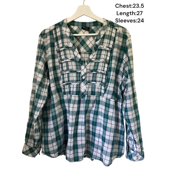 Torrid Teal Plaid Camp Shirt size 2 teal - Picture 4 of 6